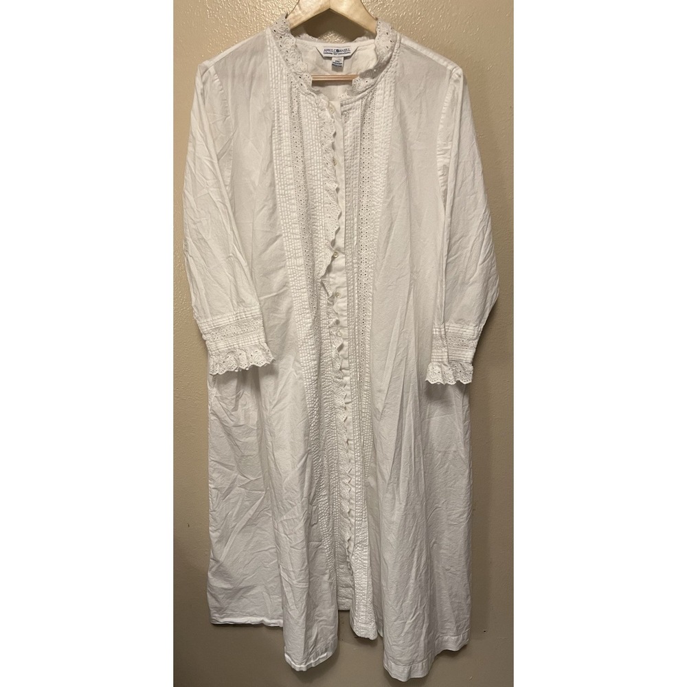 April Cornell Canal Treasure Nighty Cotton Prairie Cottage White Nightgown XXL